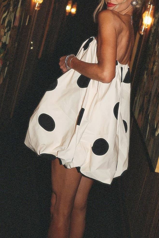 Polka Dots Bandeau strapless tube Bubbles mini dress
