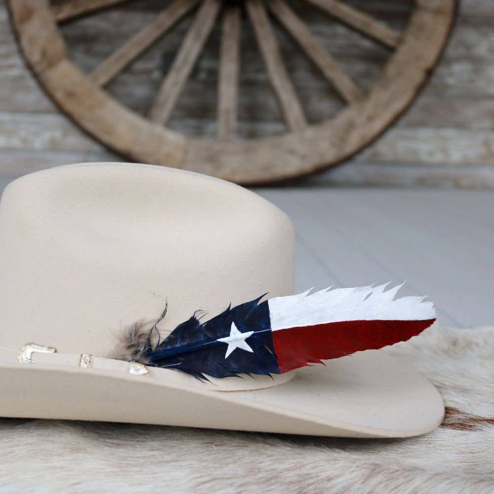 Texas Flag Painted Turkey Hat Feather