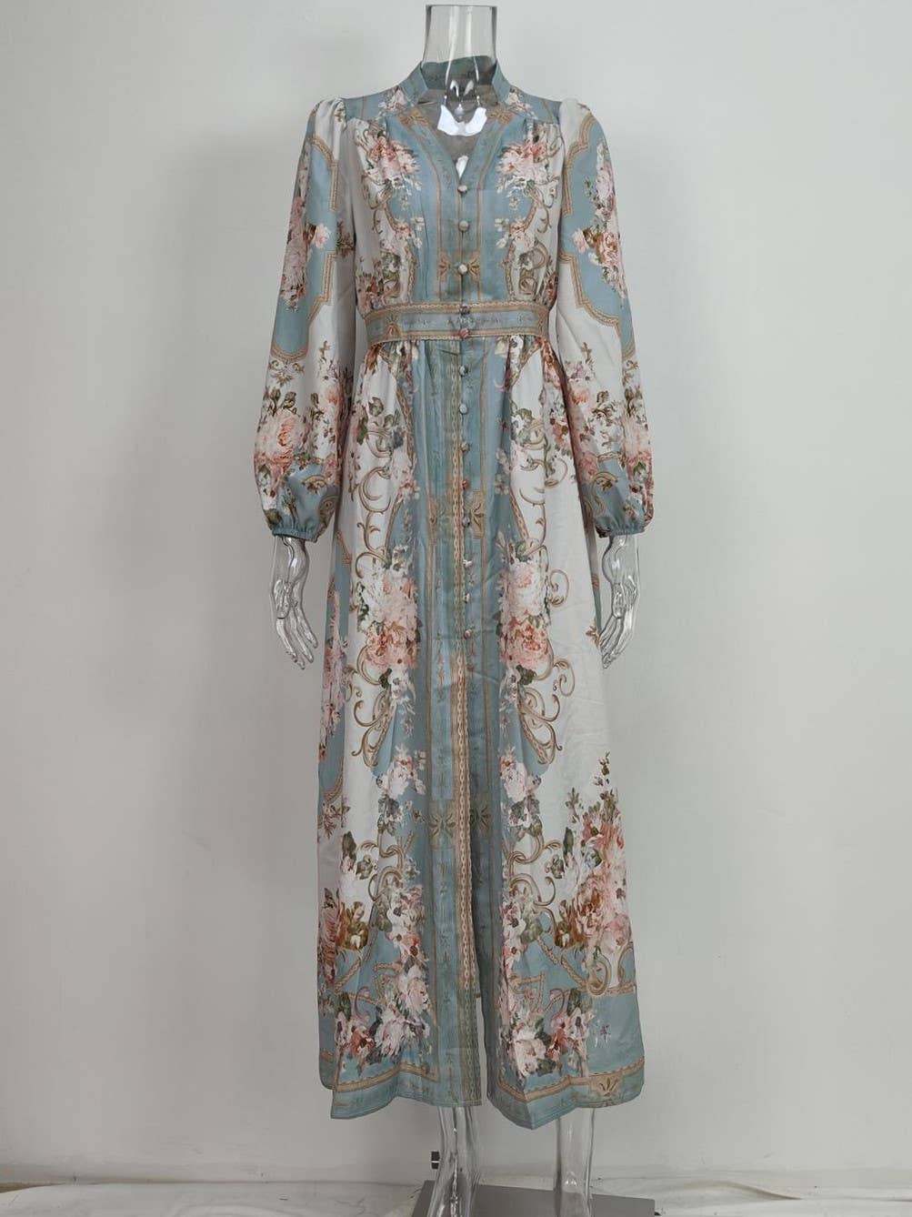 Vintage Boho Floral Print Pleated Dress