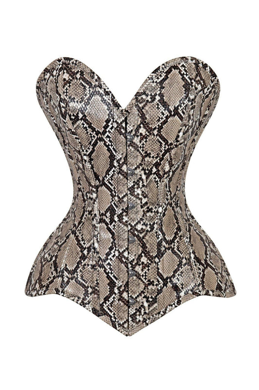 Lavish Snake Skin Print Overbust Corset Sweetheart Neckline Busk Closure