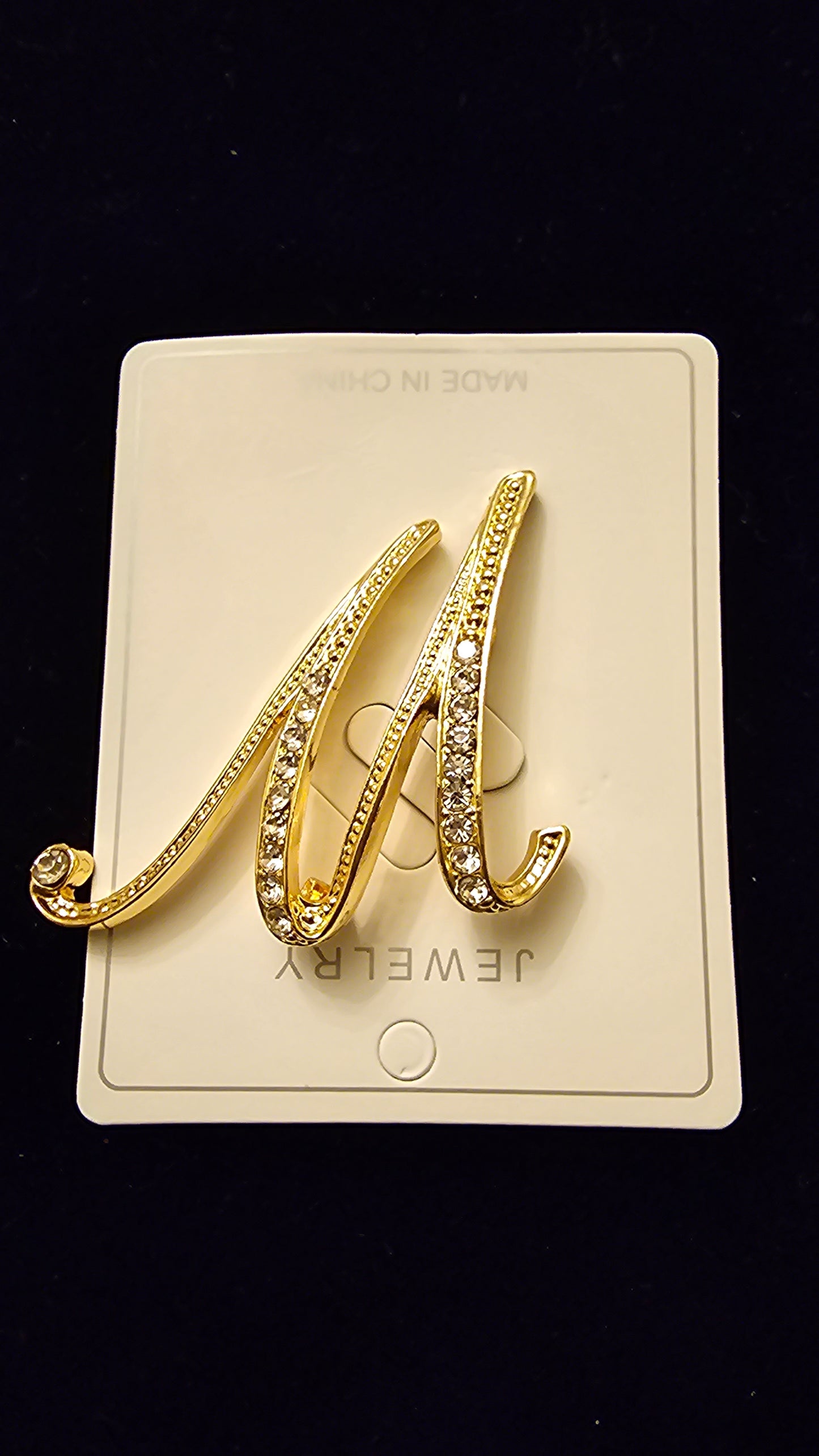 Faux Diamond Letter Brooch