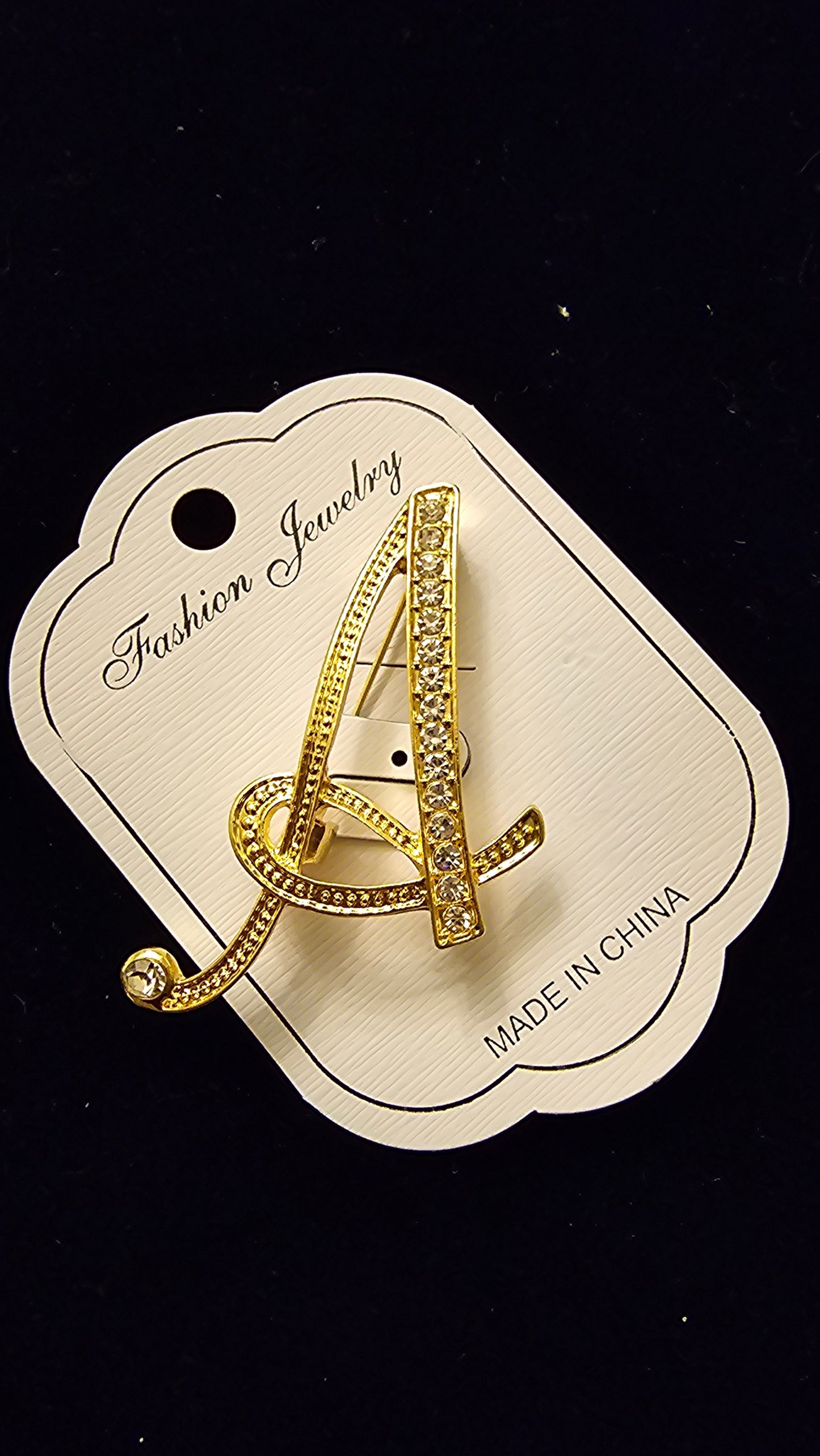 Faux Diamond Letter Brooch