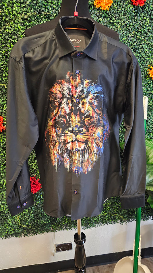 Men's Fibonacci Lion Ink Button Down Shirt