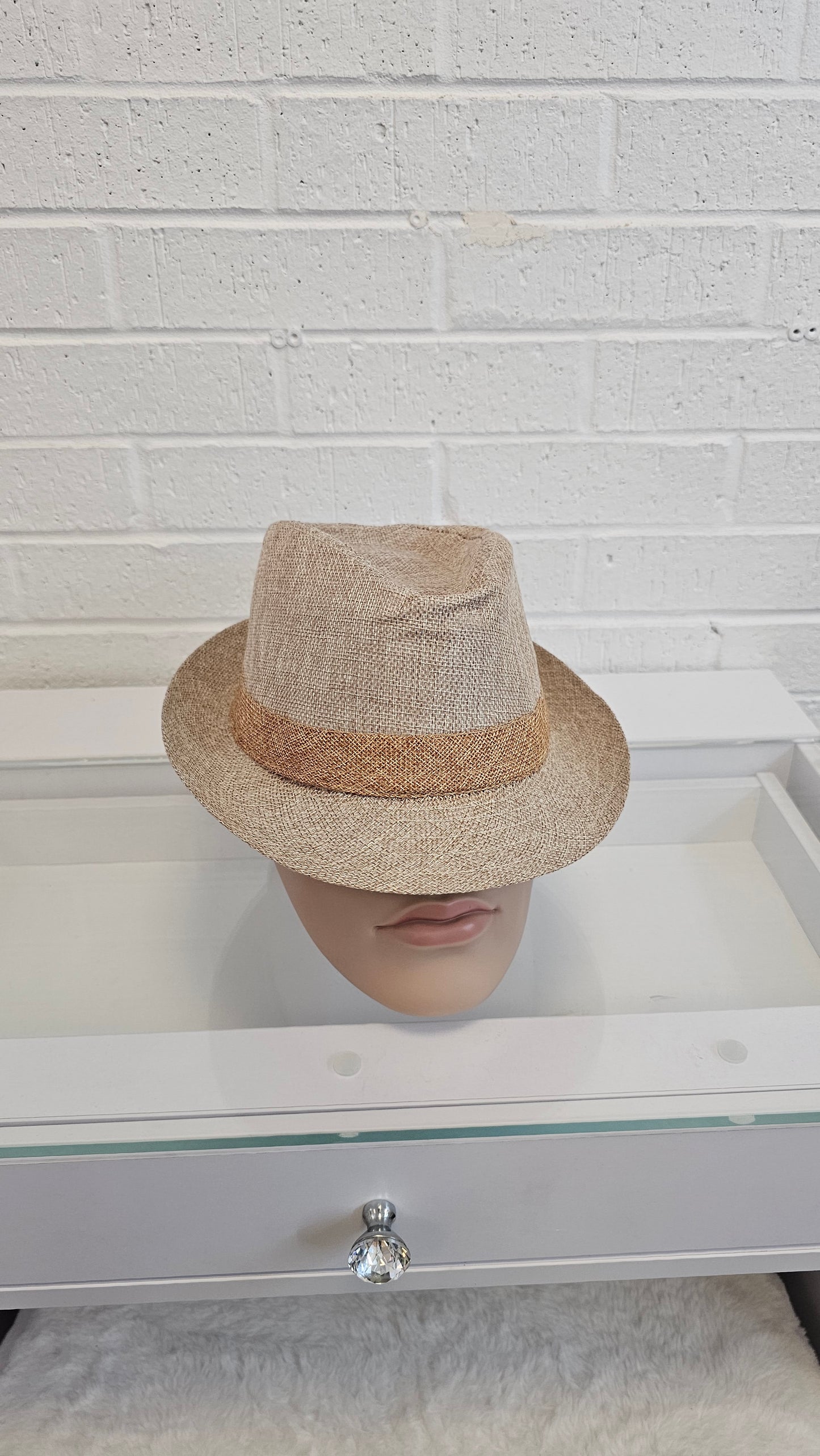 Short Brim Straw Fedora Hat Men Women