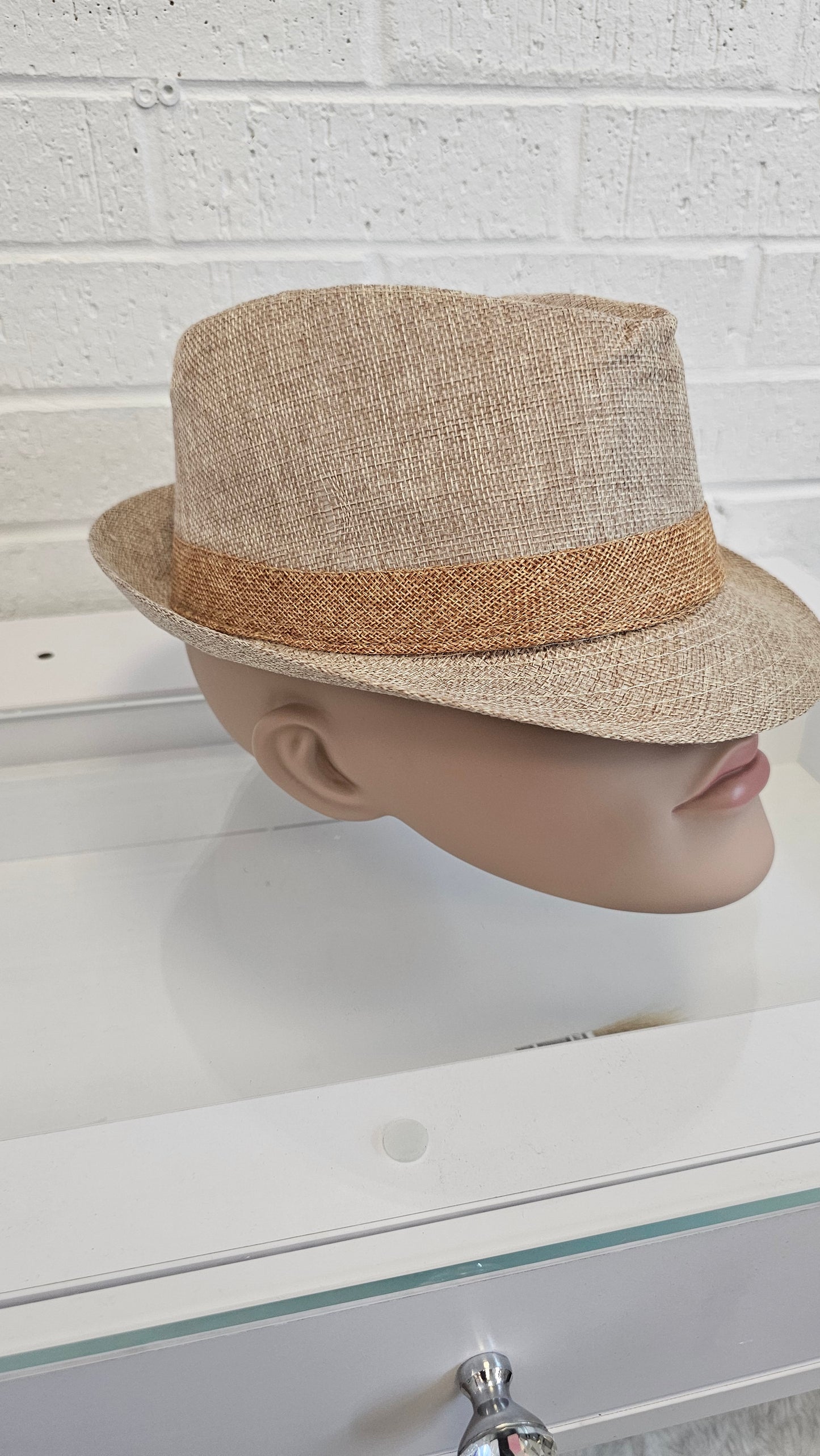 Short Brim Straw Fedora Hat Men Women