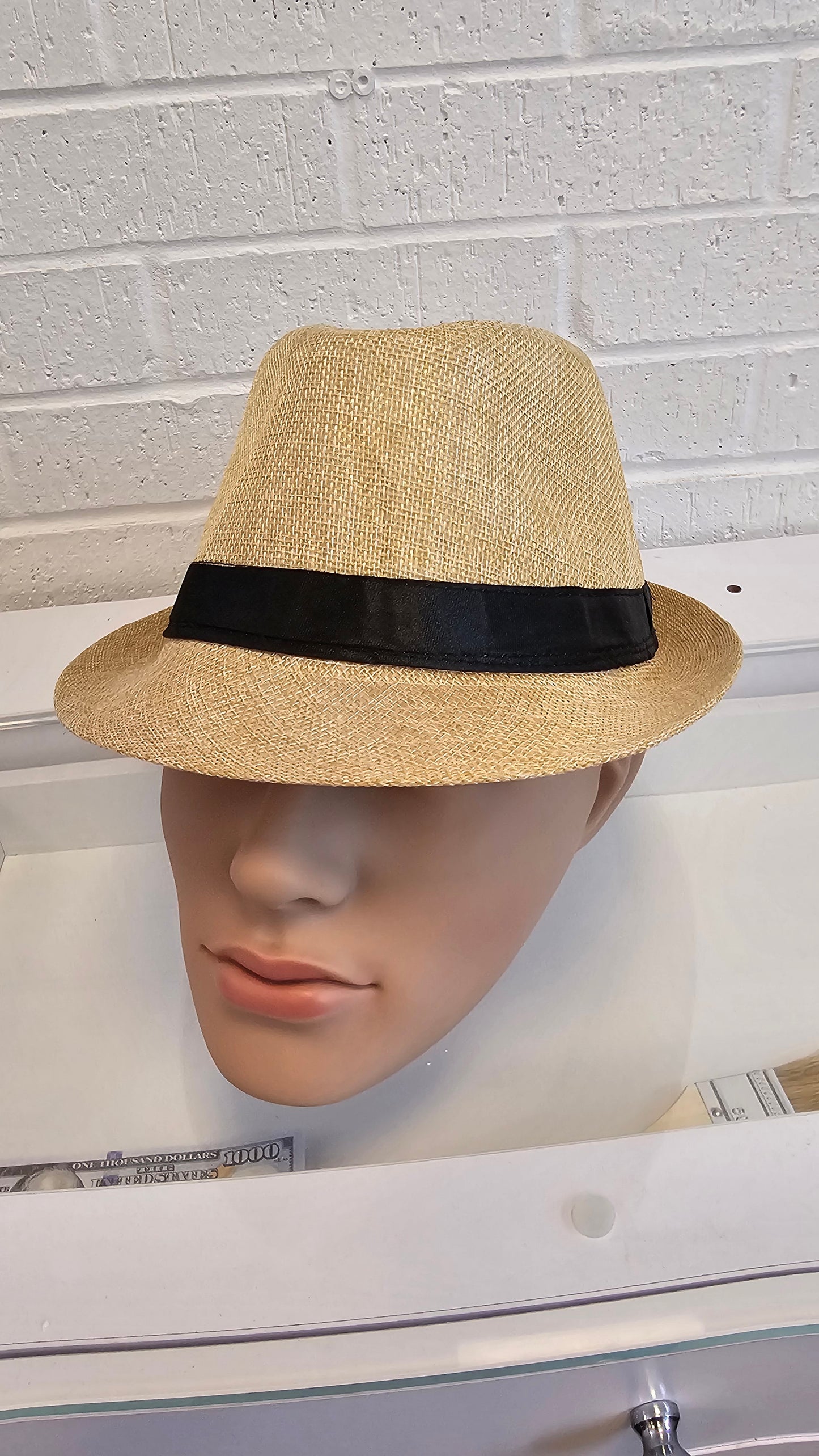 Short Brim Straw Fedora Hat Men Women