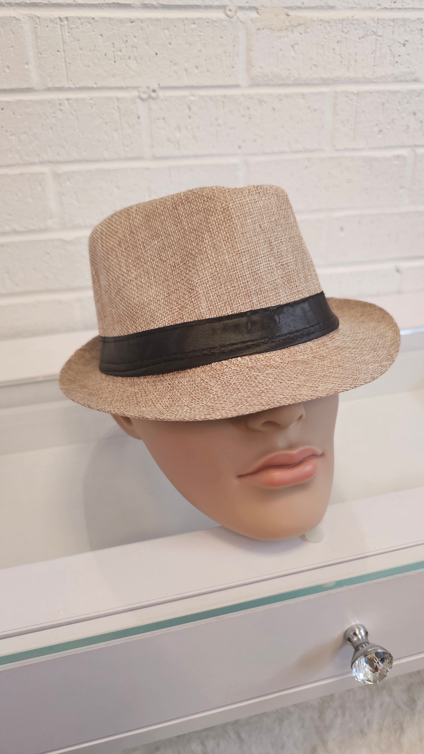 Short Brim Straw Fedora Hat Men Women