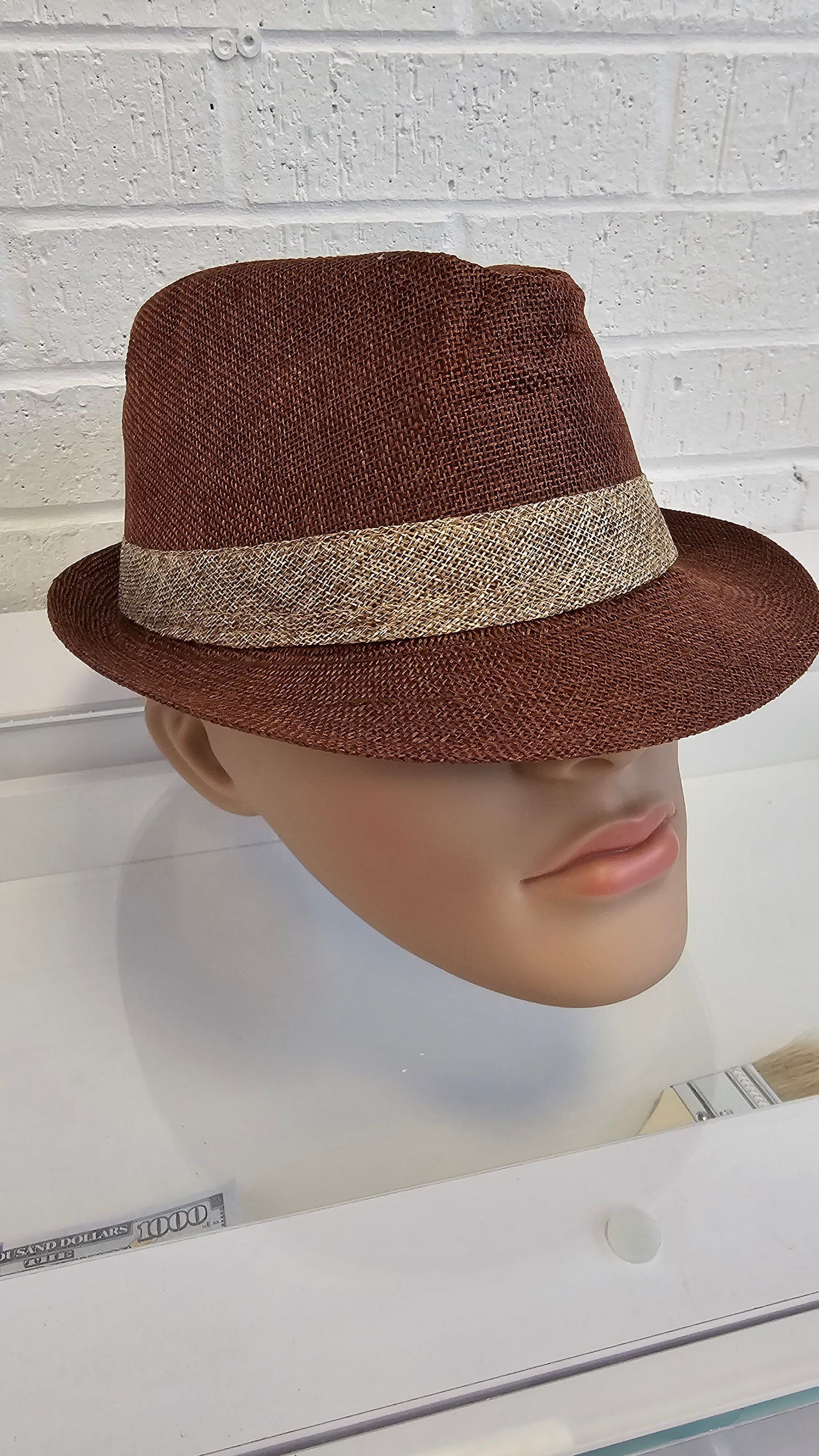 Short Brim Straw Fedora Hat Men Women