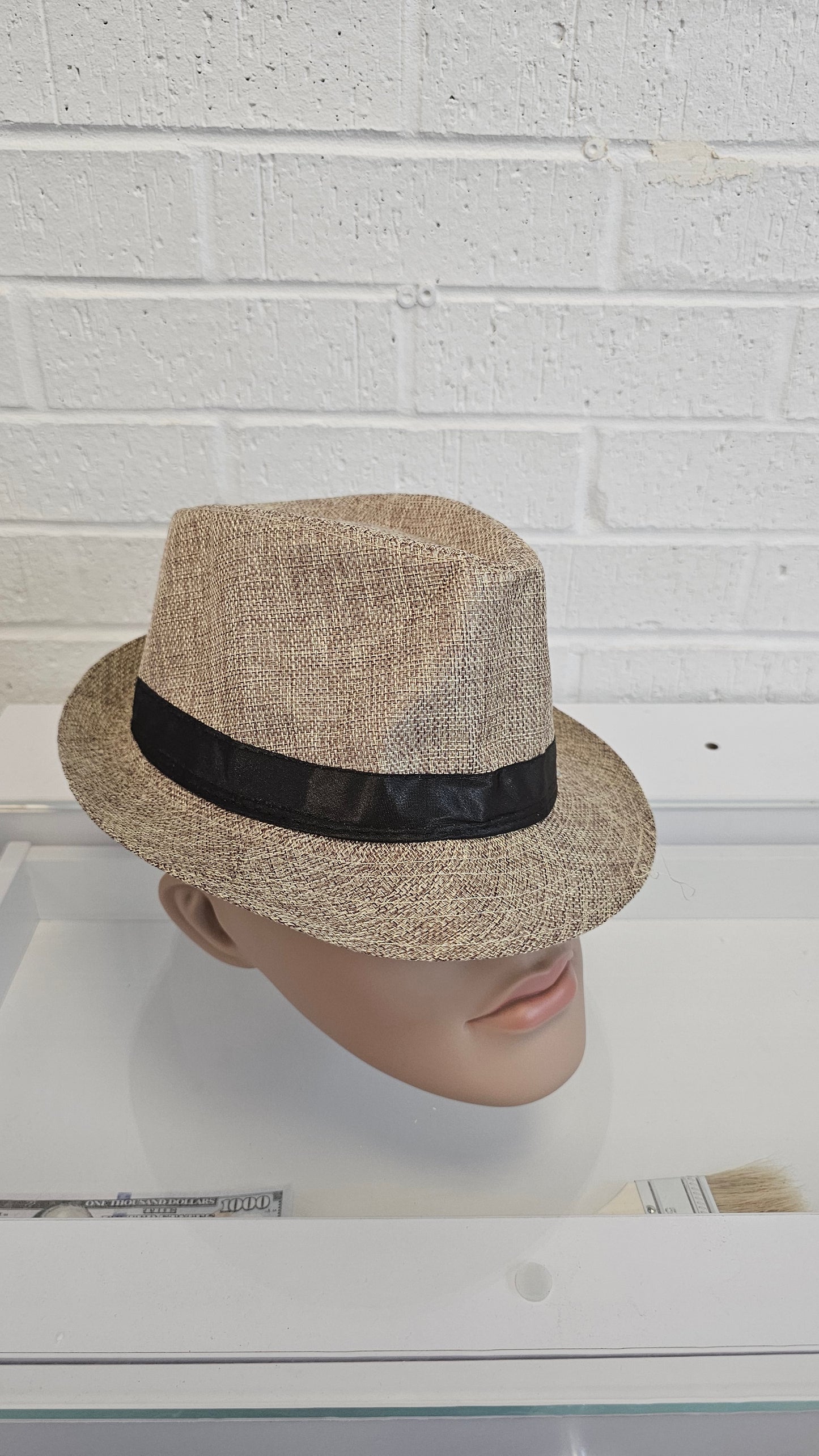 Short Brim Straw Fedora Hat Men Women