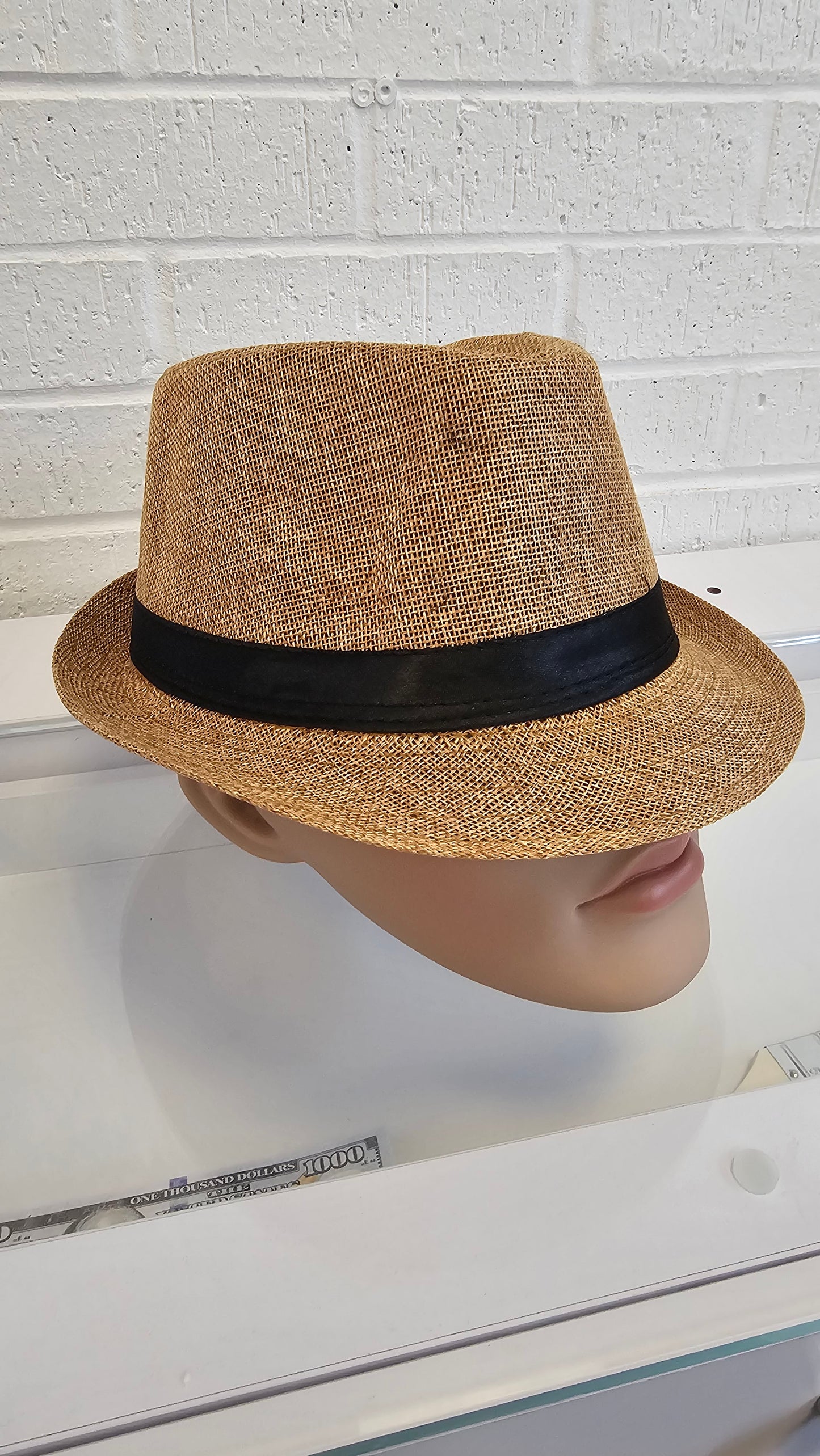 Short Brim Straw Fedora Hat Men Women