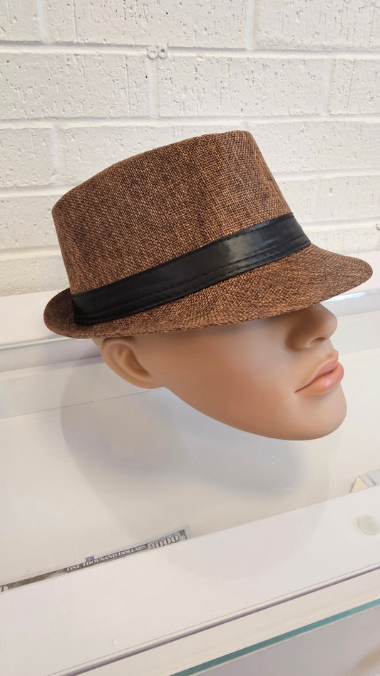 Short Brim Straw Fedora Hat Men Women