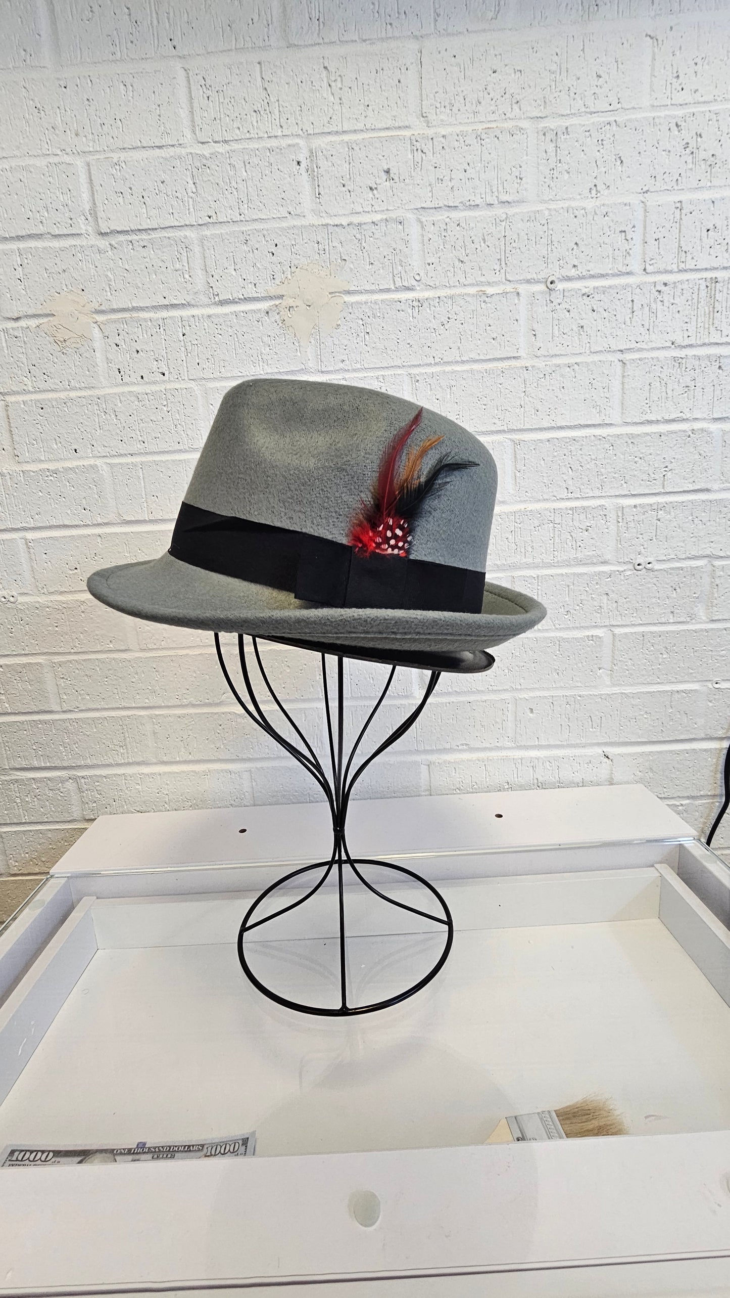 Men's Fedora Hat w Feather