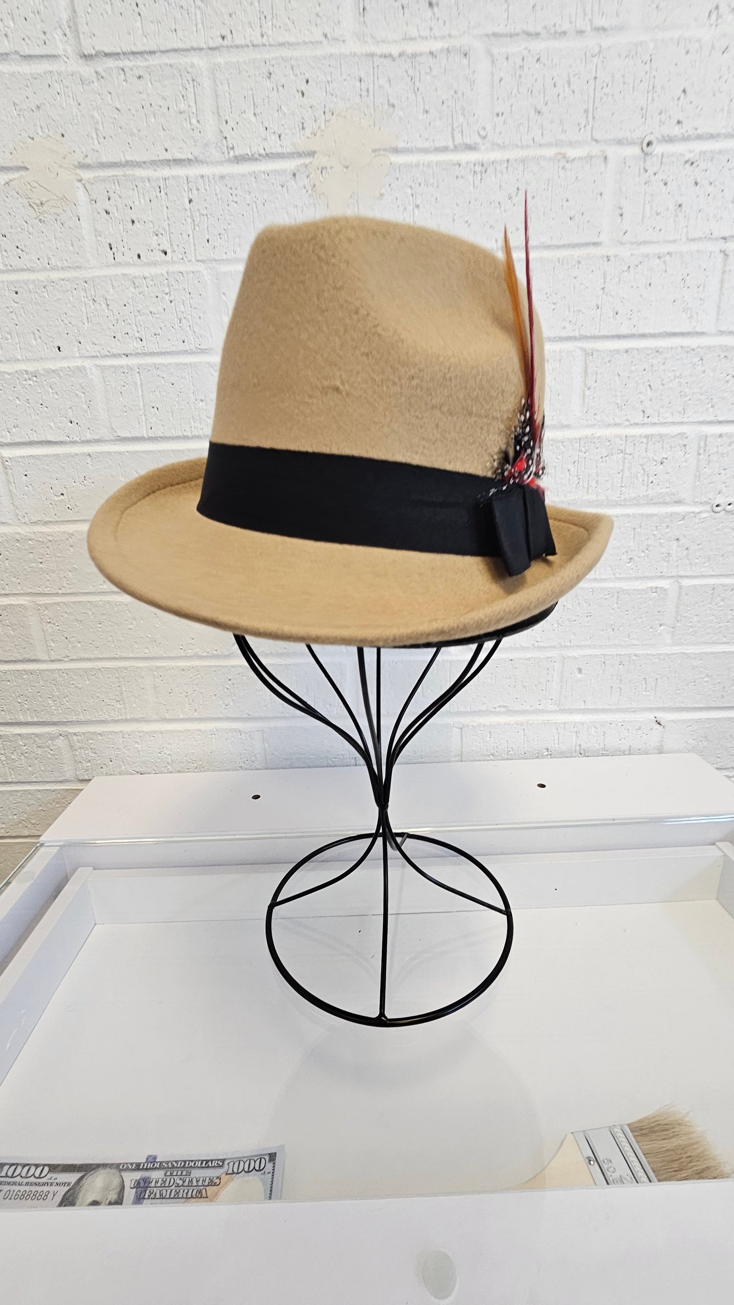 Men's Fedora Hat w Feather