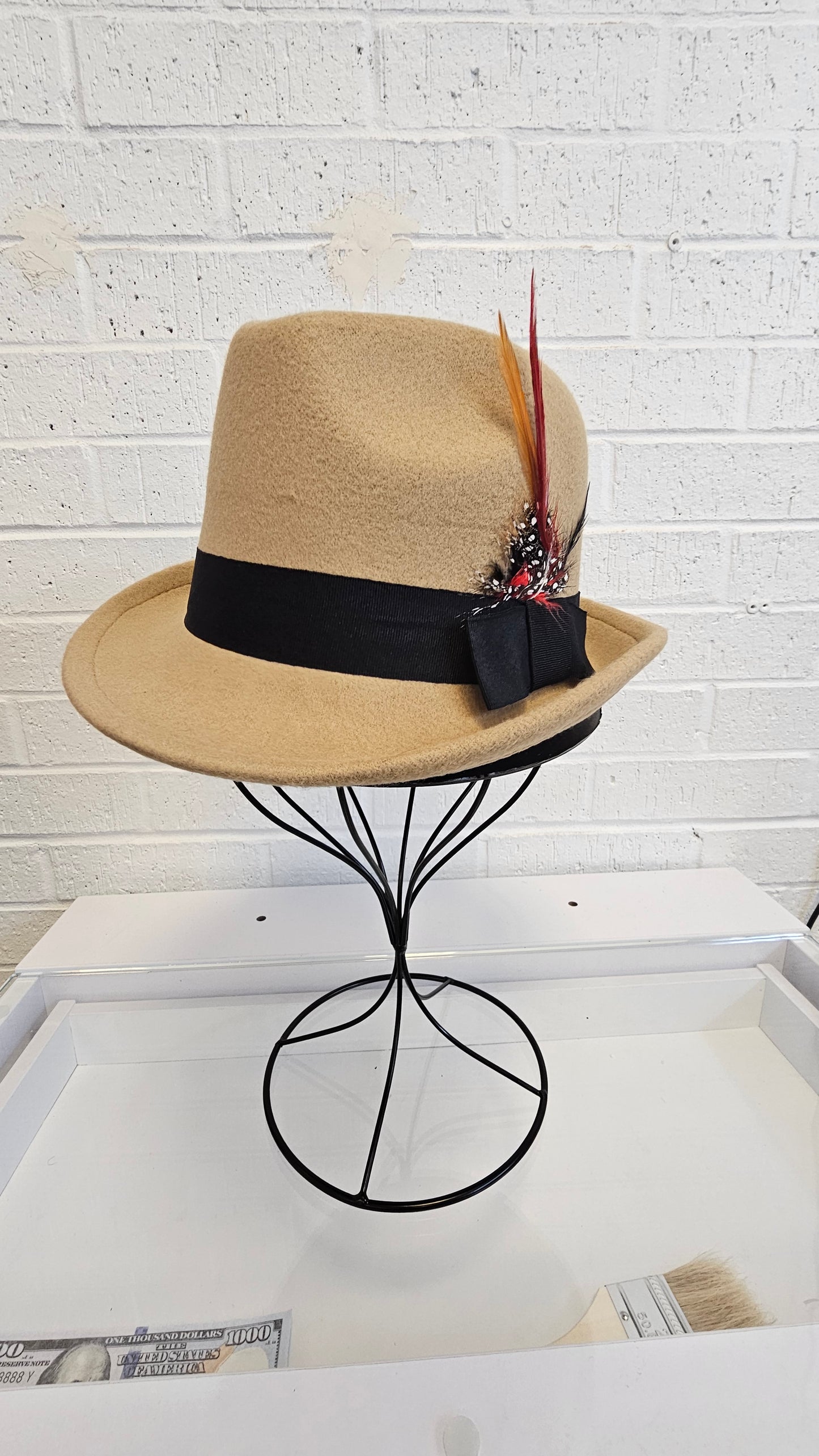 Men's Fedora Hat w Feather