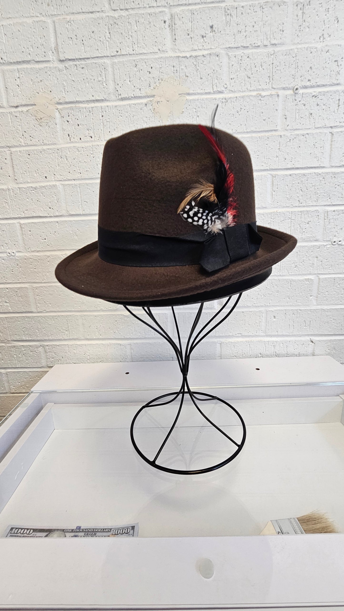 Men's Fedora Hat w Feather