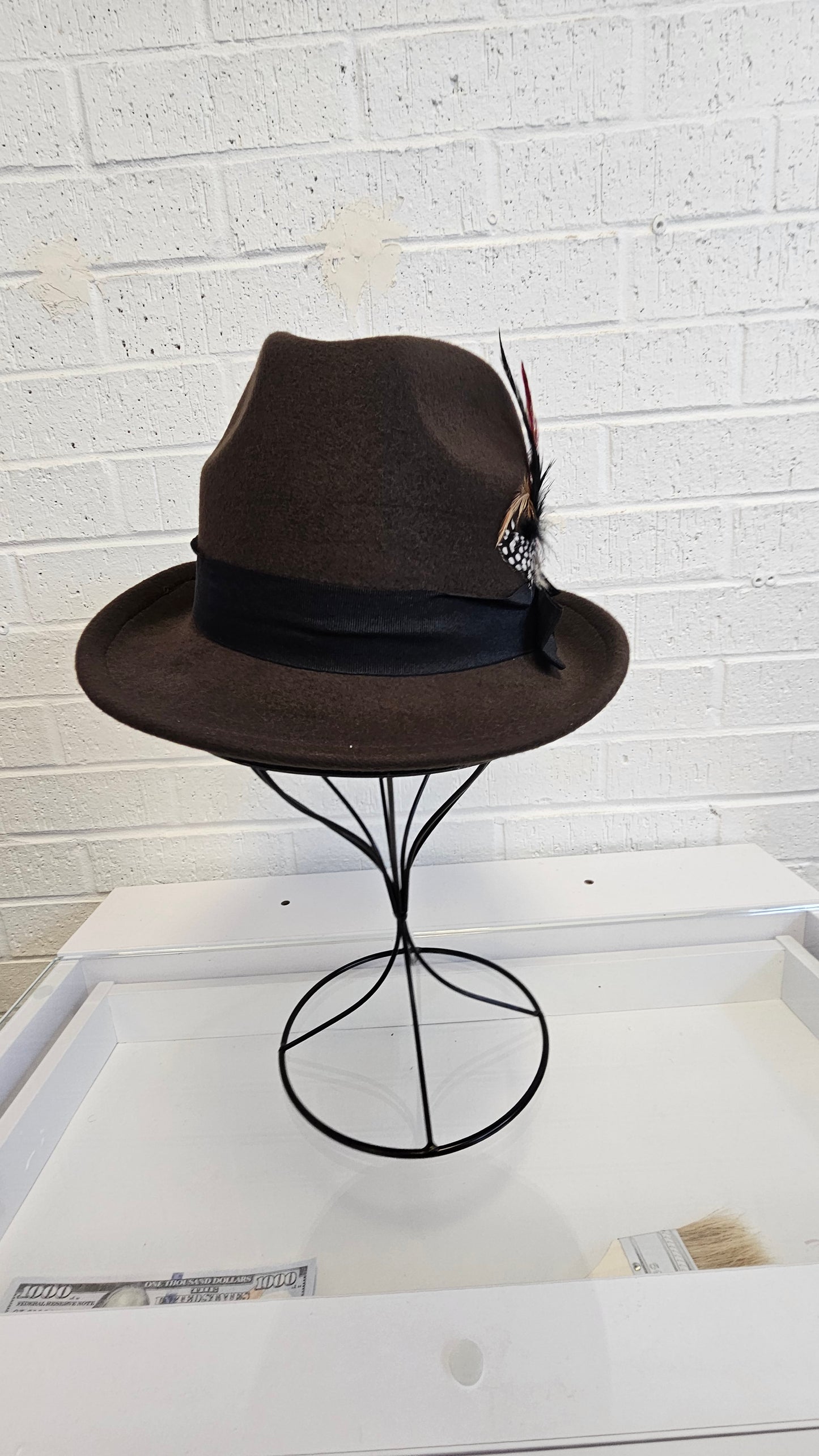 Men's Fedora Hat w Feather