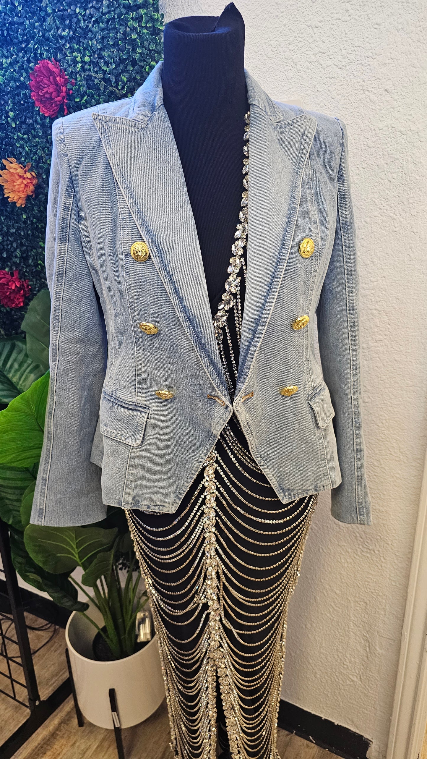 Show Up Slim Fit Denim Blazer