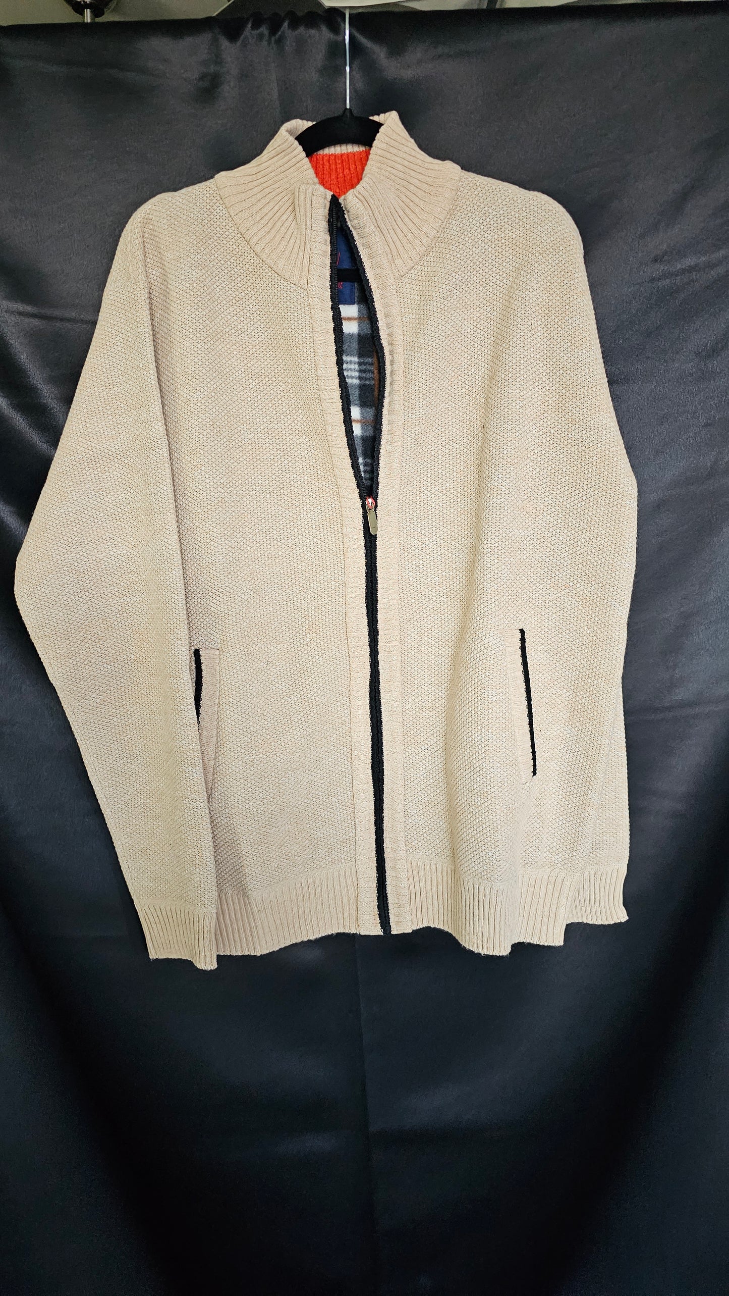 Men's Cream Zipper Sweater