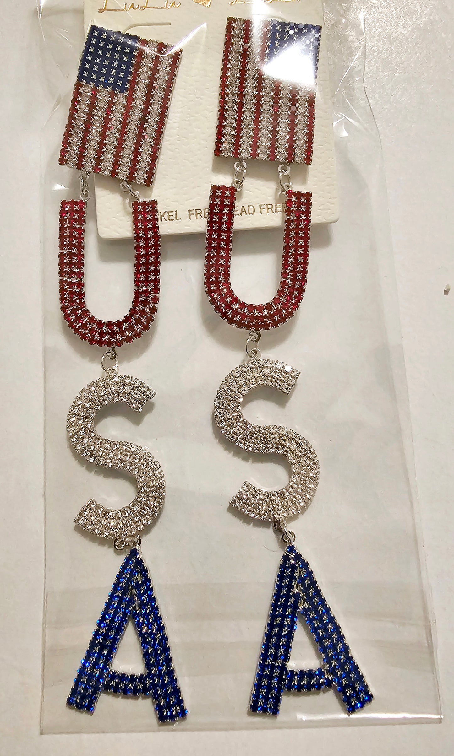 USA Dangle Bling Earrings