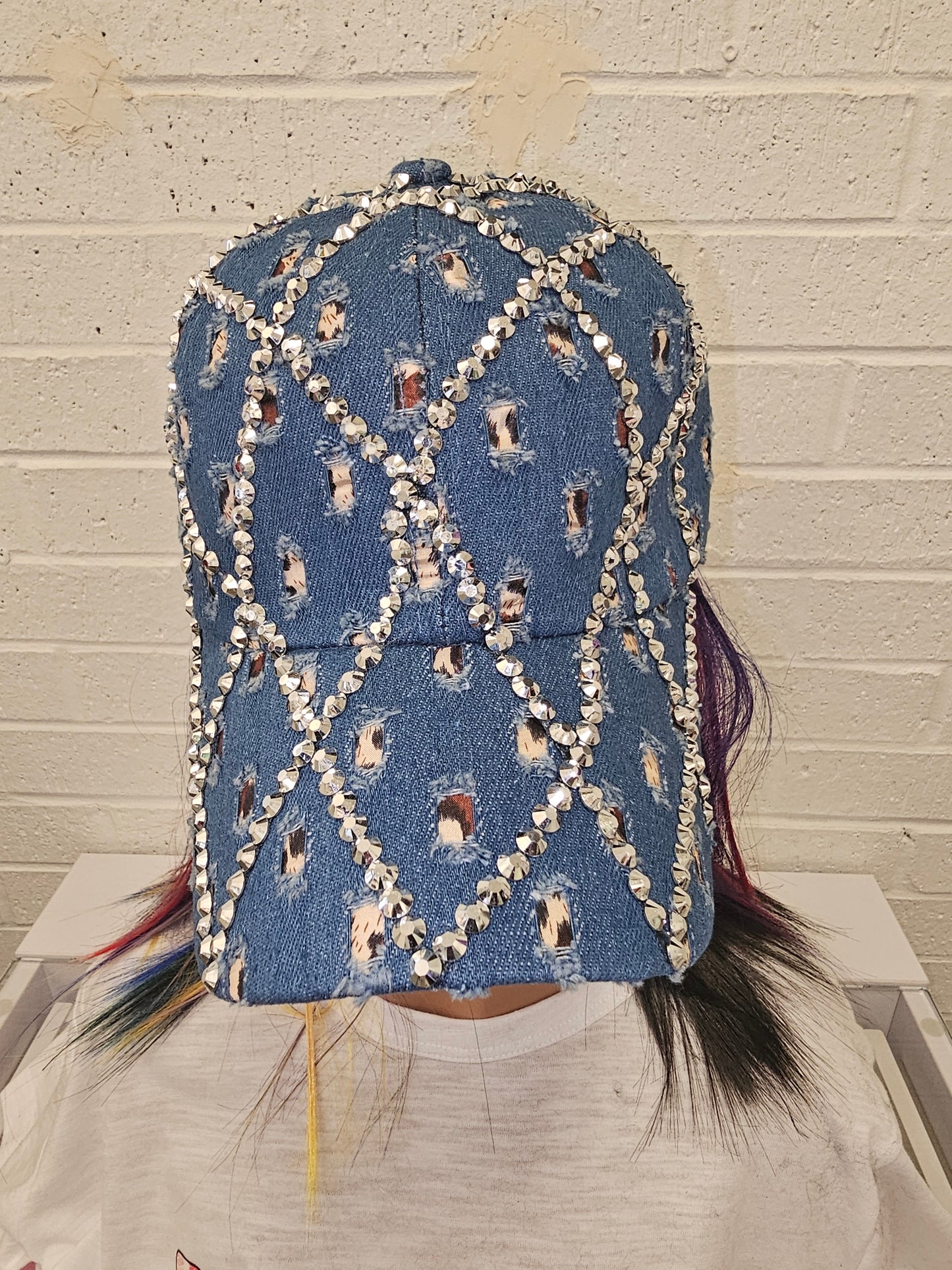 Bling Hat W/ Animal Denim