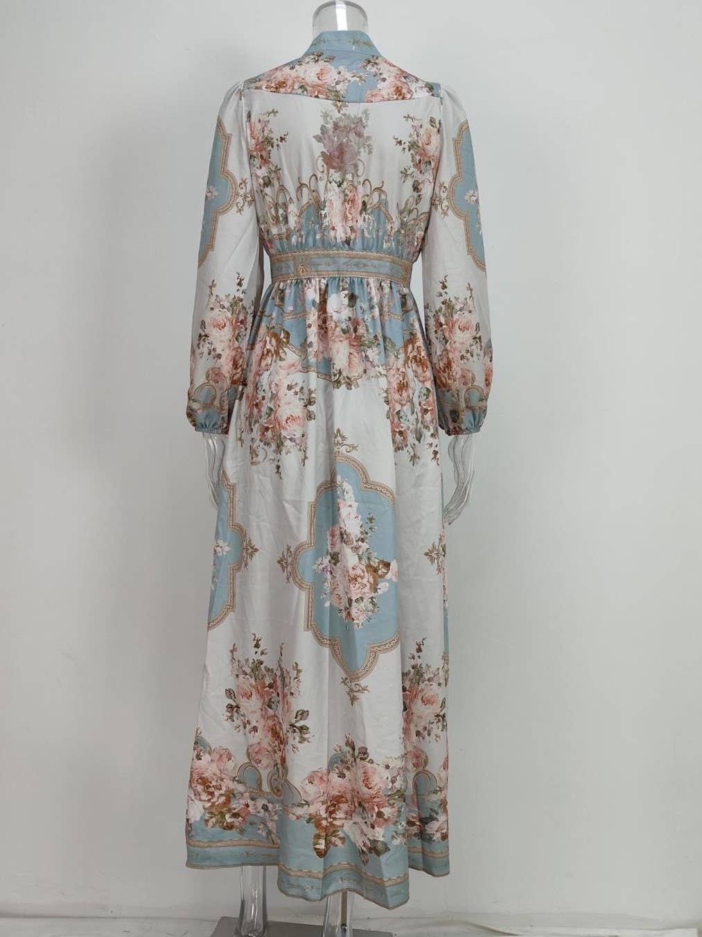 Vintage Boho Floral Print Pleated Dress