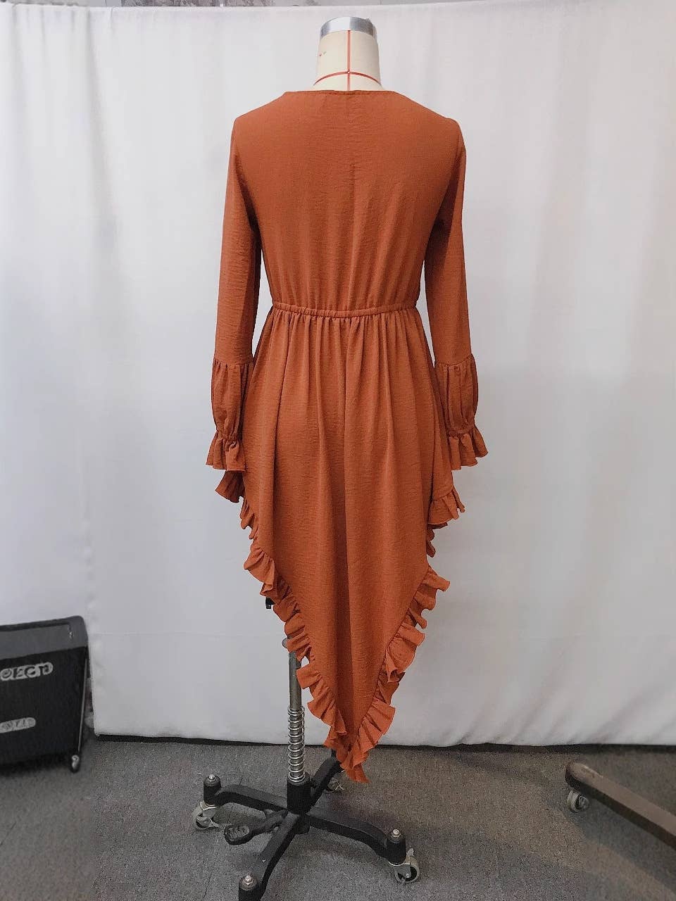 Western cowgirl Ruffle Frill v-neck high-low swing dress