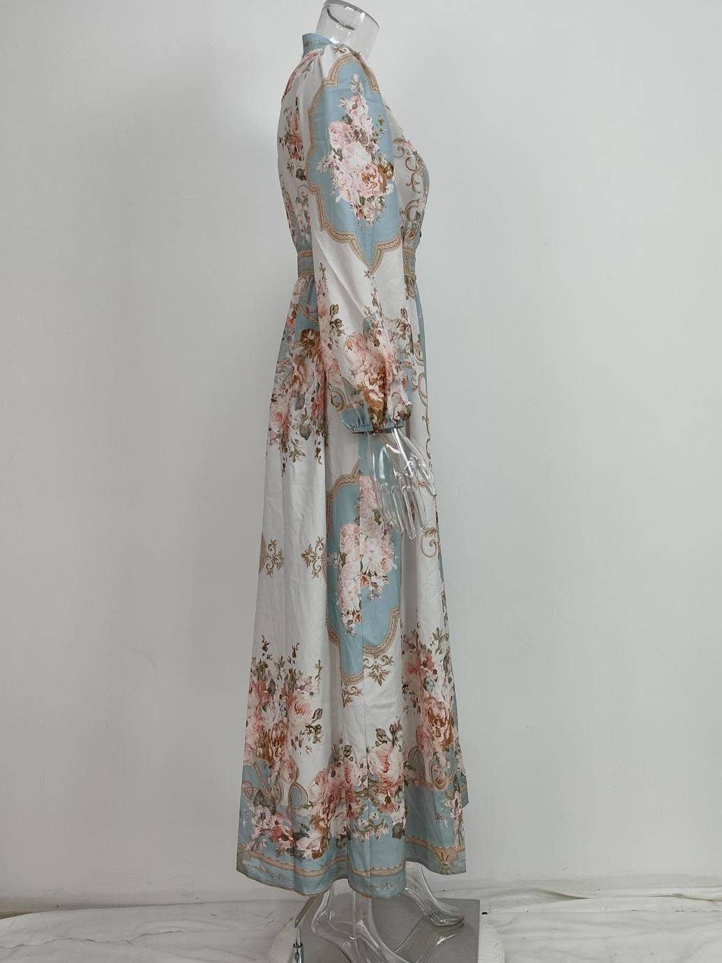 Vintage Boho Floral Print Pleated Dress