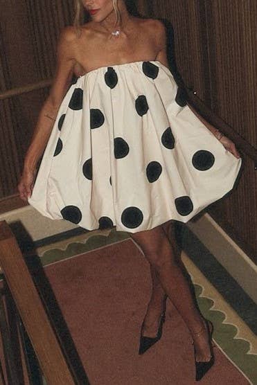 Polka Dots Bandeau strapless tube Bubbles mini dress
