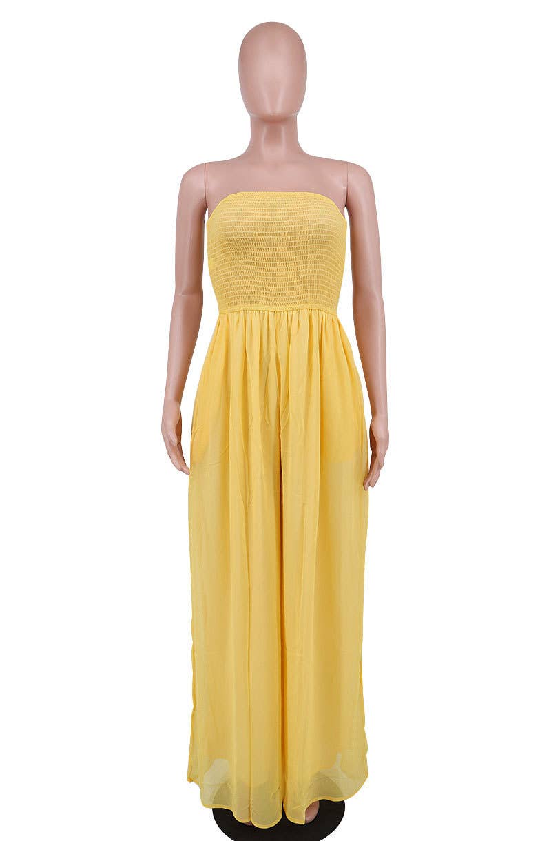 Stylish Bandeau Casual High-Waisted Wide-Leg Jumpsuit