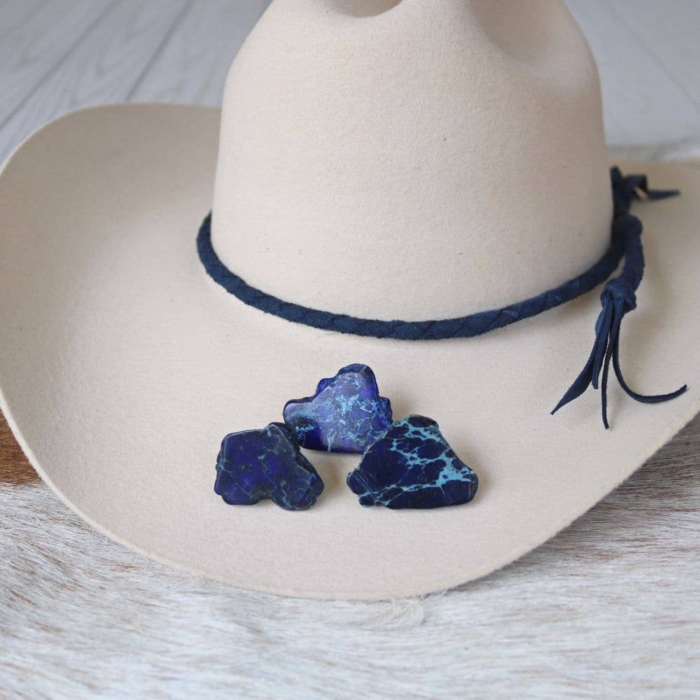 Ocean Blue Stone Button Hat Pin