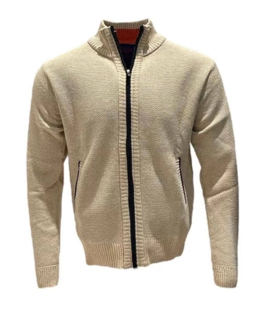 Men's Cream Zipper Sweater