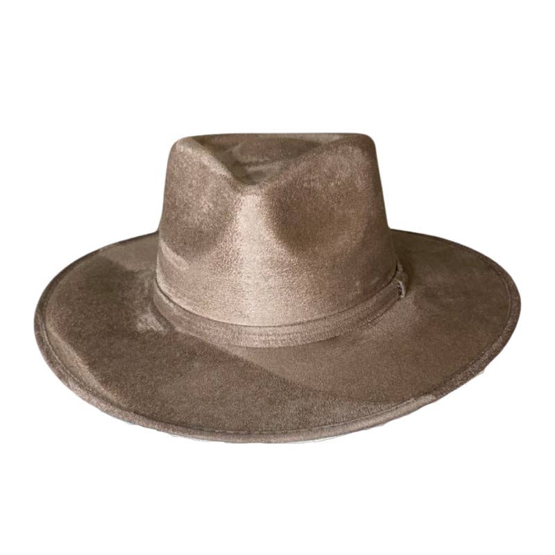 Tear Drop Vegan Suede Rancher Flat Brim