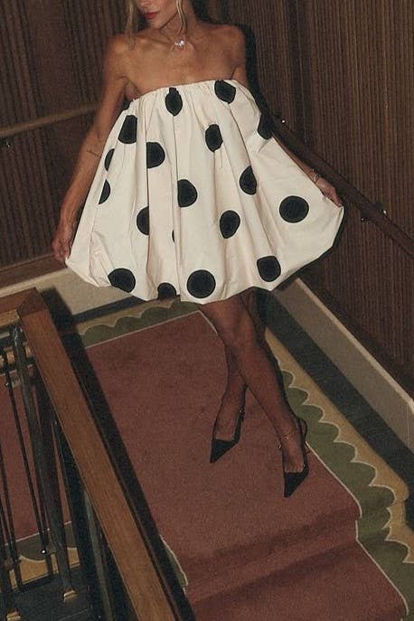 Polka Dots Bandeau strapless tube Bubbles mini dress