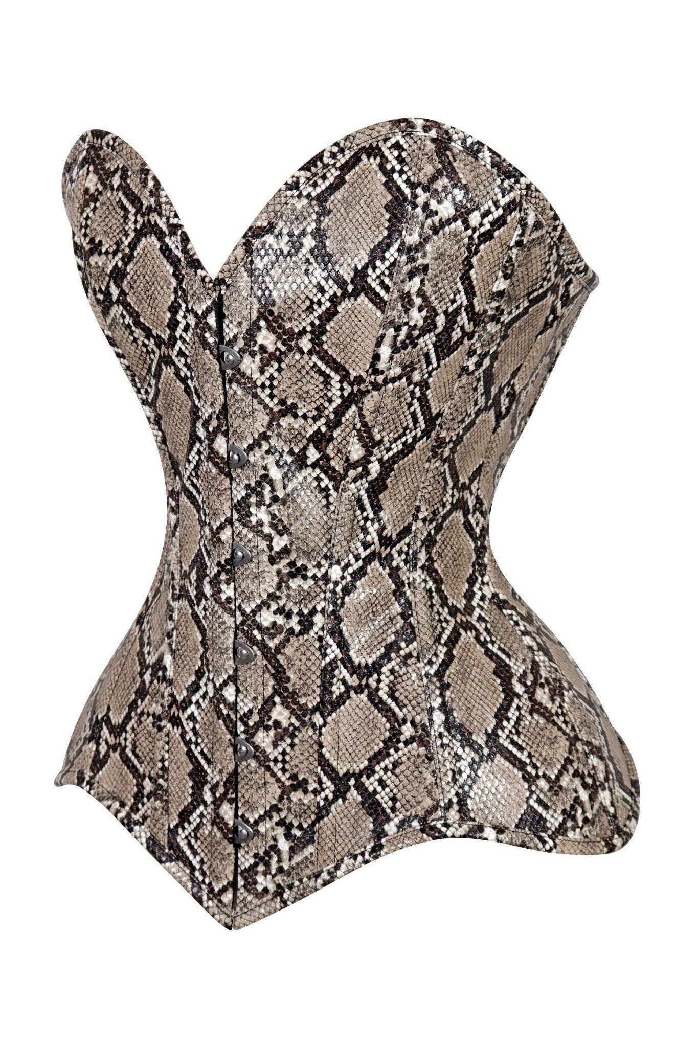 Lavish Snake Skin Print Overbust Corset Sweetheart Neckline Busk Closure