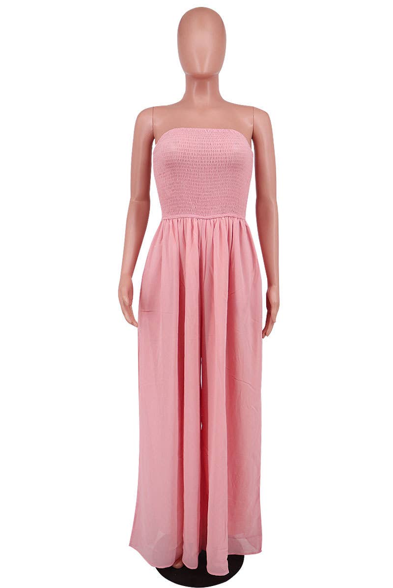 Stylish Bandeau Casual High-Waisted Wide-Leg Jumpsuit